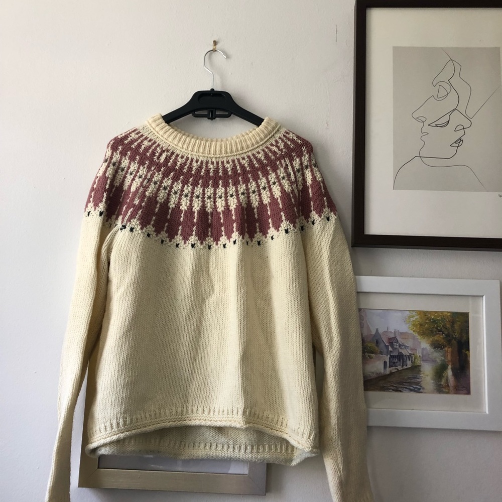 Cream and pink sweater